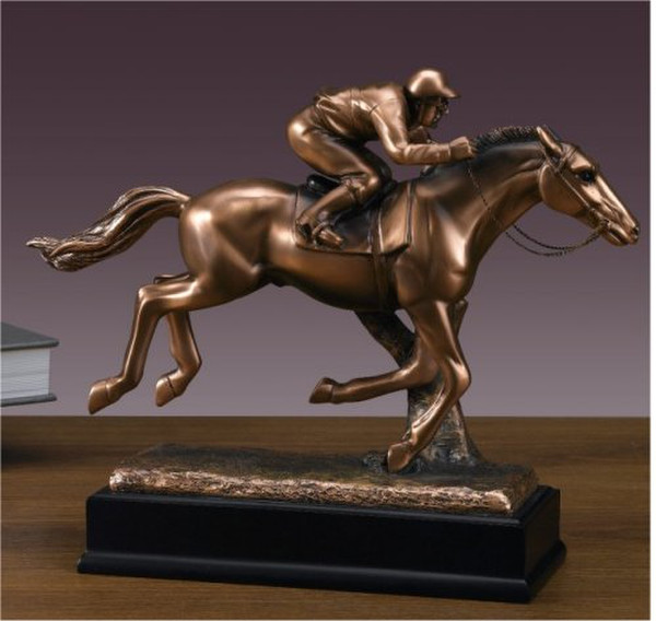 Jockey and Horse Sculpture at the Races Artwork Trophy Award